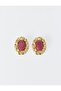 Burgundy Large Stone Detailed Shiny Earrings - 2