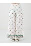 Ecru 100% Cotton Relaxed Fit Wide Leg Floral Patterned Trousers - 5