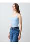 Blue U Neck Slim Fit Sleeveless Knitted Tank Top - 3