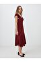 Copper V-Neck Short Sleeve Slim Fit Knitted Midi Dress - 3