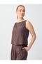 Bitter Coffee Boat Neck Sleeveless Striped Modal Woven Bluz - 3