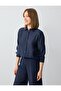 Navy Blue Relaxed Fit Long Sleeve Linen Blend Shirt - 3