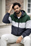 Men's Comfort Fit Patterned Loose Green Raincoat & Windbreaker - 5