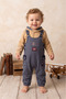 Baby Boy 2-Piece Salopet Set 100% Cotton Navy Blue Houndstooth Patterned Hooded - 2