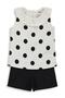 6-18 Months Set with Points Printed Shorts - Ecru