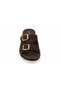 Dodo Women's Genuine Leather Lightweight Anatomical Buckle Detailed Slippers C327 Bitter Brown - 4