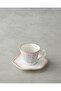 Traces Bone Porcelain 4 Piece Coffee Cup Set for 2 Persons 80 ml Blue-Orange - 3