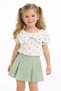 Girl's Pleated Shorts Skirt Muslin Shirt 2-Piece Set