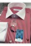 Classic long sleeve pocketless collar cuff white gift boxed men's shirt fs-004328 - burgundy white - 8