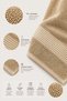 4-Piece Fiore Hand and Face Towel Set 100% Cotton Certified |   Striped Beige and Floral Beige Towel Set - 5