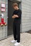 Ribbed baggy fit trousers black