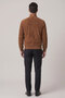 Camel Knox Men's Buttoned Lined Waist and Sleeve Knitwear College Genuine Suede Coat - 5
