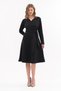 Apsen Women's Black Suede Belted Double-Breasted Collar Detailed Flared Midi Length Winter Dress 4407-110 - 7