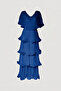 Astra V-Neck Tiered Pleated Long Chiffon Evening Dress - 7