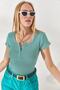 Women's Slim Striped Grass Snap-On Camisole Blouse BLZ-19000171 - 3