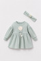Candy Appliqué Detailed Bandana Water Green Baby Dress