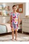 Girls Cotton Pink Ruffled Short Sleeve Shorts Summer Pajamas Set