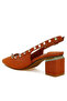 Women Stud Emebllished Microfiber Sandals in Tan - 3