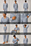 Hospital Plus Size Pajama Set for Men, 1 Piece, Light Blue, Patterned, Striped, High Quality, Durable - 4