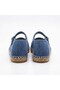 Flat Genuine Suede Leather Blue Women's Espadrille - 4