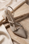 Mary Jane Beige Patent Leather Cross Buckle Slingback - Pointed Toe Low Square Heel Elegant Women's Shoes