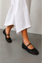 Elise Women's Black Pearl Embellished Mary Jane Ballet Flats - 3