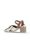 Gold Shiny Leather Women's Heeled Sandals 01Wa2810 - 5