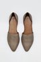 Shoes Gray Leather Women's Flat Ballet Flats 01Wn0101