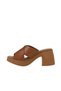 Tan Dark Leather Women's Heeled Slippers 01Wy12201 - 3