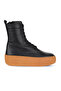 Black Black Leather Women's Wedge Heeled Boots 01Wv5500