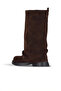 Brown Suede Women's Flat Boots 30Wc25570 - 4