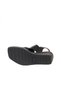 Black Leather Women's Wedge Heeled Sandals 01Wy2407 - 5
