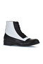 Black and White Leather Women's Flat Boots 01Wt2601 - 3