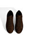 Men's Dark Brown Lace-Up Casual Nubuck Leather Shoes - 7