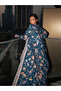 Printed Cardigan Jacket, Fashionable Abaya Robe with Headscarf - 6