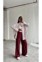 Waistband Detailed Shirt Set - Burgundy - 7
