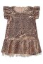 Volan Sleeve Sequined Dress for 2-5 Years - Powder