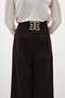 Wide Leg Trousers with Waist Accessories - Brown - 4