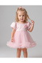 Violet Glittery Satin Balloon Sleeve Tutu Special Occasion Girl's Dress - 2