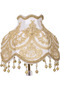 Gold Embroidered Velvet Covered French Laced Headboard with Gold Twisted Legs Classic Vintage Lampshade - 7