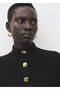High Collar Sweater with Jewel Buttons - 6