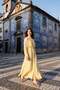 Dress with Gathered Detail and Cape Yellow 9433-E