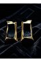Black Rectangular Shaped Steel Earrings - 4