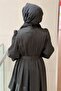 Floral Detailed Collar and Waist Drawstring Belted Evening Dress - 5
