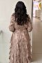 Self-Patterned Ruffled Evening Dress - 5