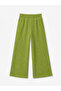 Girl's Green Wide Leg Bubble Textured Pocketed Pants - Relaxed Fit Single Bottom - 3