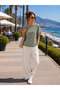 Women's O.Y.S Fabric Crew Neck Lace Detailed Oversize Blouse Tunic - 3