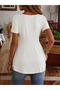 Women's Short Sleeve Round Neck Buttoned Front Asymmetrical Cut Detailed Viscose Blouse - 3