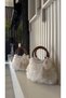 Wooden Handle Handmade Sequined Handbag (28X30Cm) - 4