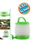 Practical Water Dispenser Foldable Thermos Fountain with Bellows 5.5 Liter Picnic Camping Water Ayran Soft Drink Green